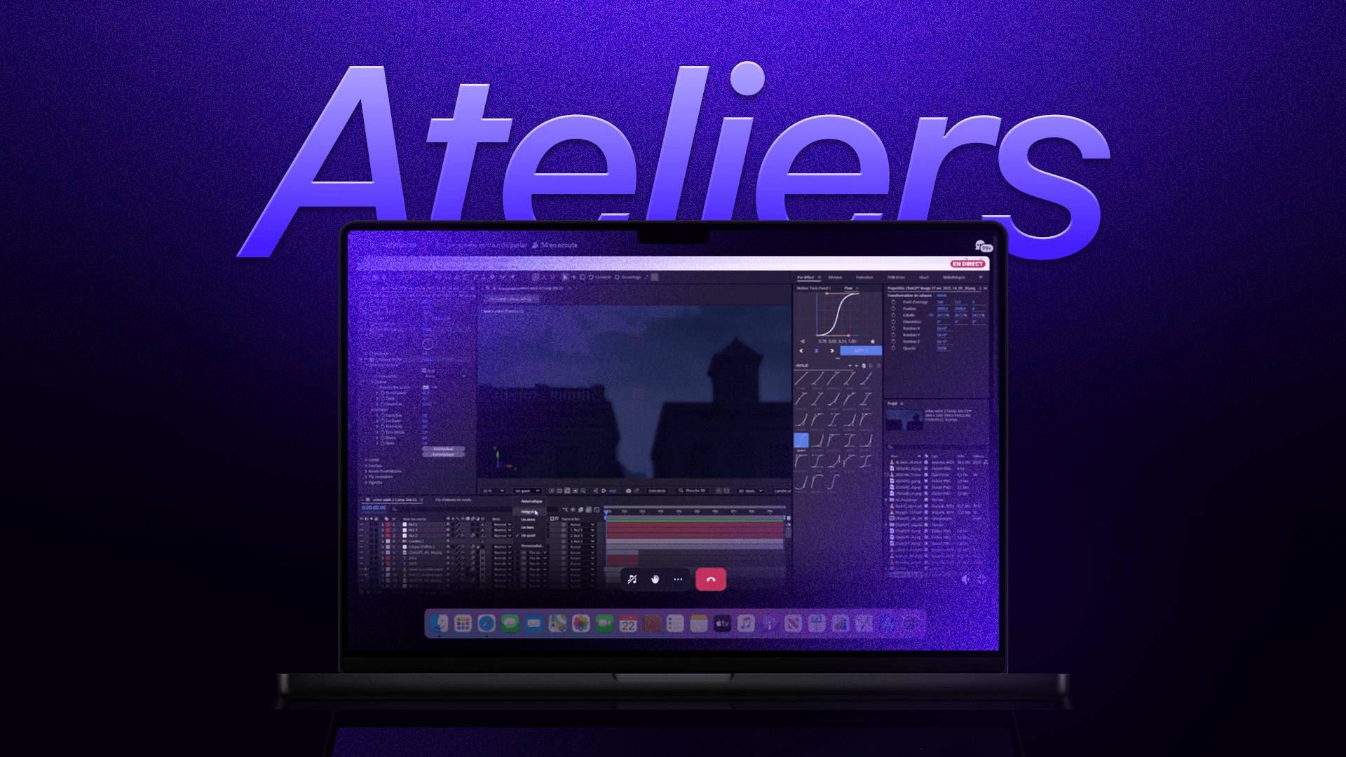 Mockup produit VK Studio. Mockup de l'espace ateliers hebdomadaires