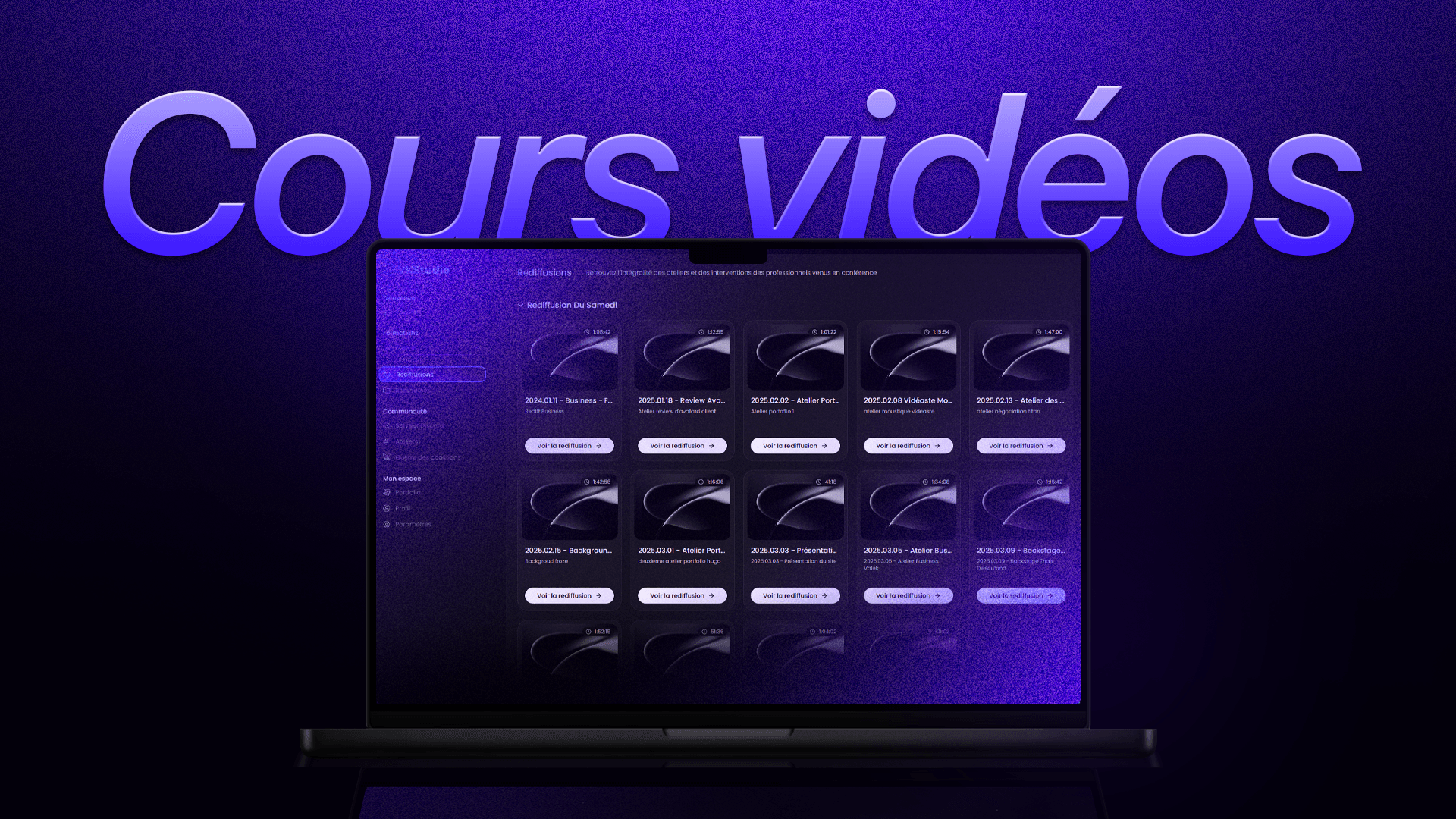 Mockup produit VK Studio. Mockup d'interface de lecture d'une vidéo de cours